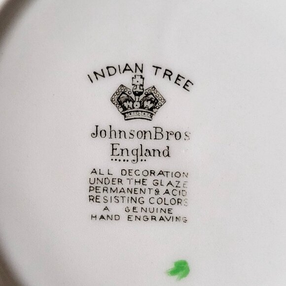 Vtg Johnson Brothers Indian Tree Square Bowl Hand Colored Transferware - Picture 7 of 7